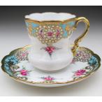 オールドノリタケ 金盛りジュール薔薇絵 カップ&ソーサー (a)