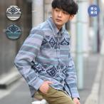 シャツ ネルシャツ トップス メンズ 春 夏 カジュアルシャツ 薄手 長袖 春服 ナバホ 柄 ボーダー コットン 綿 100％ M L ナバホネルボーダー シャツ mjscba608