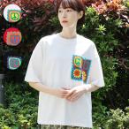 カラフルクロシェポケットTシャツ / Tシャツ トップス レディース 春 夏 半袖 ワンポイント クロシェ 手編み ハンドメイド ポケット オーバーサイズ