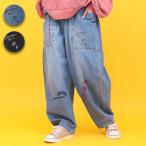 ショッピングバルーン Orale! 刺繍入りデニムバルーンパンツ ／ デニムパンツ 刺繍  秋 冬 ロング丈 フルレングス コクーン ぽってり バルーン ジーンズ生地 ウエストゴム シンプル