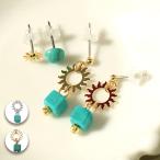 Yahoo! Yahoo!ショッピング(ヤフー ショッピング)セットピアス set イヤーアクセサリー レディース スタッド キャッチ 揺れる チタン 金属アレルギー対応 ターコイズ サン&ストーンセットピアス zlsjba8603