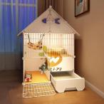 2/3段猫ケージエンクロージャー 猫トイレ付き 通気性フェンスパネル付き 猫ヴィラキャビネット ペットベビーサークル 猫小屋 クレートベビーサークル 1?2匹用