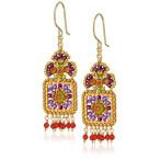 Miguel Ases Small Floral Framed Square Round Wrapped Dangle Multi-Drop Earrings 並行輸入品