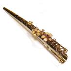 ヘアピン 髪止め 髪飾り ヘアクリップ　透かし　大型　シルバークリップ・ピンクの花・ 1123-53  (　)　クリスマスプレゼント ギフト