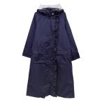 【レインコート】自転車レインウェア ロングタイプ ネイビー 水野佐彩さんコラボ [ 機能的 透明バイザー 二重袖 フリル ポケット付き はっ水 紺 大人かわいい ]