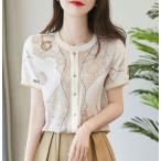 シフォンTシャツレディース半袖丸首...