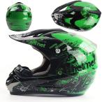 ■新品■GHOST RACINGオフロード用ヘルメット(ブラック×グリーン)Mサイズ 57-58cm ゴーグル付き ECE・DOT安全規格