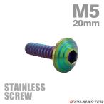 ステンレスネジ M5×20mm タッピングビス 六角穴 シェルヘッド レインボーグリーン 1個 TC0199
