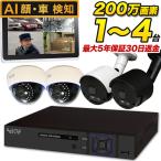 ショッピング防犯カメラ 防犯カメラ 集音 マイク搭載 200万画素 屋外 防水 屋内 ドーム型 選べる1〜4台 レコーダーセット 監視カメラ SET-420S SONYセンサー