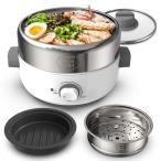 Ateimiss электрический кастрюля гриль набэ плита 18cm 1.2L глубокий кастрюля yakiniku plate пароварка многофункциональный compact 1 человек для 2 человек для стекло крышка 