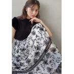 バックレースアップシアーフロッキーフラワータックボリュームフレアスカート【salilea サリレア】《Anytimechic2025AW》