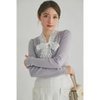 ショッピングレース レースボウタイリボン付き配色ニットプルオーバー tocco closet(トッコクローゼット)