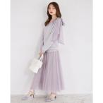 肩リボン付きニットプルオーバー×チュールスカートセット 【chetty シェティ】11月15日(土)再販決定☆