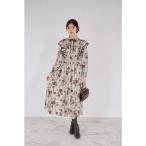 ショッピングアンティーク リボン付きアンティークフラワープリントピンタックフリルシャーリングワンピース tocco closet(トッコクローゼット)