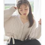 ショッピングリボン 周りと差をつける可愛さ♪リボン付きハートケーブル編みニットカーディガン《Blossoming Spring 2026》