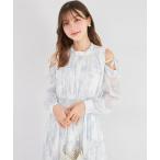 リボン付きオープンショルダーフラワープリントワンピース tocco closet(トッコクローゼット)《RibbonCollection》
