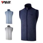 PGM 秋冬用　ゴルフウェア　メンズウェア　メンズベスト　ニットベスト　立ち襟　フルジップ　厚手　保温　防寒　あたたかい　シンプル