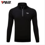 PGM 秋冬用　ゴルフメンズウェア　メンズウェア　長袖パーカー　長袖トレーナー　ハーフジップ　立ち襟　防寒　保温　裏起毛　暖かい　シンプル　ブラック