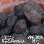 溶岩石 ミックスブラック 50-200mm 8kg / おしゃれ 石 庭 庭石 水槽 アクアリウム ロックガーデン 土留め 縁石 置き石 熔岩 黒 灰色