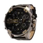 DIESEL ディーゼル メンズ 男性 クオーツ 電池 GMT 4タイムゾーン MR.DADDY ミスターダディ カジュアル ビジネス 大きい レザー 革 ブラック 黒 DZ7348 爆買