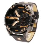 DIESEL ディーゼル メンズ 男性 クオーツ 電池 GMT 4タイムゾーン MR.DADDY ミスターダディ カジュアル ビジネス 大きい レザー 革 ブラック 黒 DZ7350 爆買