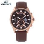 CASIO カシオ EDIFICE エディフィス腕時計 メンズ  クオーツ レザー ブラウン ピンクゴールド EFV-530GL-5A ビジネス