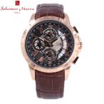 SALVATORE MARRA サルバトーレマーラ腕時計 メンズ  クロノグラフ クオーツ レザー ブラウン ピンクゴールド ブラック SM13119S-PGBK