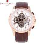 SALVATORE MARRA サルバトーレマーラ腕時計 メンズ  クロノグラフ クオーツ レザー ブラウン ピンクゴールド ホワイト SM13119S-PGWH
