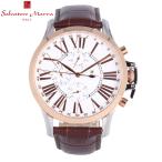 SALVATORE MARRA サルバトーレマーラ腕時計 メンズ クオーツ レザー ブラウン ピンクゴールド シルバー ホワイト SM14123-PGWH