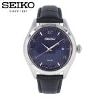 SEIKO セイコー腕時計 メンズ ソーラー アナログ 3針 ステンレス レザー ブラック シルバー ネイビー SNE491P