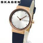 ポイント最大6倍 SKAGEN スカーゲン FREJA フレヤ レディース 腕時計 時計 青 ブルー 銀 シルバー ローズゴールド 革ベルト レザー SKW2744 海外モデル