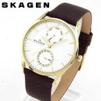 ポイント最大6倍 SKAGEN スカーゲン SKW6066 海外モデル アナログ メンズ 男性用 腕時計 ウォッチ 白 ホワイト 茶 ブラウン 革バンド レザー