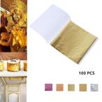 ケーキ装飾用 24K金箔食用 金箔シート フェイシャルマスクアート クラフトペーパーホーム 100PCS 本物の金箔 金メッキ|クラフト紙|