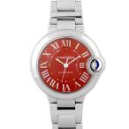 カルティエ CARTIER  バロンブルー 33mm  WSBB0052 SS  33mm レッド文字盤  【レディース】【腕時計】