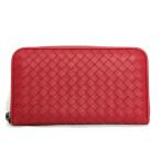 BOTTEGA VENETA ボッテガヴェネタ 財布 ラウンドファスナー長財布 レザー イントレチャート レッド ブラック金具 132358