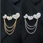 三連ハート ラペルピン【86-122】シルバー ゴールド 男女 結婚式 ブローチ パーティー ステージ イベント カラオケ ラインストーン