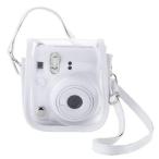 エレコム(ELECOM) IC-CCM12WH ホワイト チェキケース instax mini 12専用 カメラケース マグネット式フラップ ストラップ付