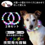 2本セット首輪 光る led ライト 犬 レ