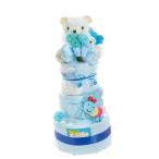 ホワイトベアおむつケーキ3段 ブルー T-2026-10000B(A4) ギフト包装・のし紙無料
