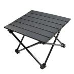 折りたたみキャンプテーブル40cm×35cm×28cm アウトドア用 ロールアップピクニックテーブル コンパクト収納 スチール製 耐荷重25kg 黒