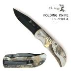 ELKRIDGE 小型 アウトドア ナイフ 刃長63mm　折りたたみ フォールディング ウッドカモ+ゴールド エルクリッジ er-118ca　 ※年齢確認必要商品※