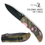 ELKRIDGE 小型 アウトドア ナイフ 刃長70mm 折りたたみ フォールディング ウッドカモ+ピンク エルクリッジ er-134CA　 ※年齢確認必要商品※