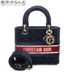 クリスチャンディオール Christian Dior レディディオール ネイビーxレッド ベロア 2WAY ショルダーバッグ ハンドバッグ レディース 015000041