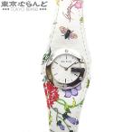 グッチ GUCCI バンデュー フローラ フラワー 104 YA104511 ホワイト SS レザー サテン 箱・保証書付 腕時計 レディース クォーツ 101682449