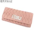 ミュウミュウ MIUMIU ナッパクリスタル マテラッセ 長財布 5MH109 ピンク 長財布 レディース ビジュー パール 101691338