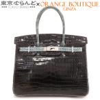 ショッピングバーキン エルメス HERMES バーキン 30 □J刻印 黒 ブラックx青 ブルー シルバー金具 ポロサス クロコダイル バイカラー ハンドバッグ レディース 101720061