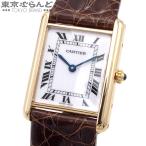 カルティエ CARTIER タンクルイ カルティエ LM 83717753 ホワイト K18YG レザー GP 腕時計 メンズ 電池式 金無垢 仕上済 101724104
