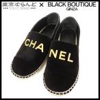  Chanel CHANEL велюр эспадрильи G34012 черный чёрный велюр кожа плоская обувь 36 туфли без застежки женский 101731373