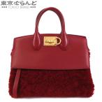 ショッピング円高還元 サルヴァトーレフェラガモ Salvatore Ferragamo スタジオバッグ スモール FZ-21 H369 バーガンディ レザー ボア ガンチーニ ポーチ付き ハンドバッグ 101733612