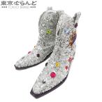  Dolce and Gabbana DOLCE&amp;GABBANA украшен блестками ковбойские сапоги серебряный x многоцветный кожа bi колодка лодыжка ботинки Short 35 101750275